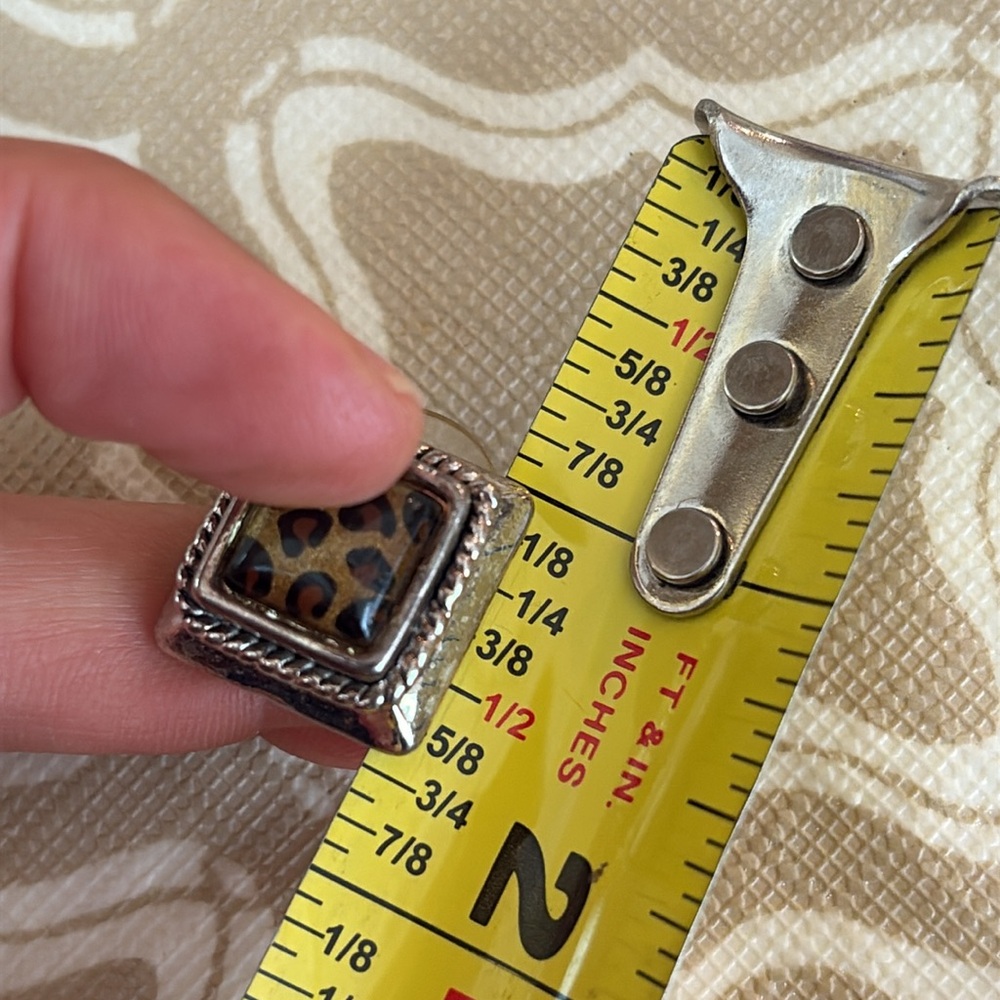 Silver Statement Leopard Print Earrings - image 5